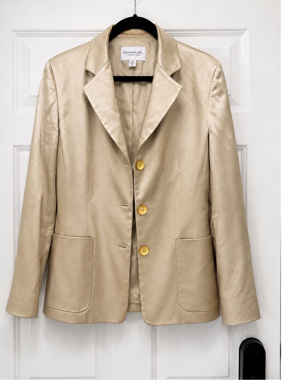 Emanuel Ungaro Champagne Gold Satin Blazer Size 6 Fall Ready!